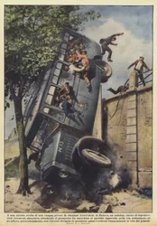 An einer engen Kurve einer Rampe bei der Bahnstation von Padua ein Bus?